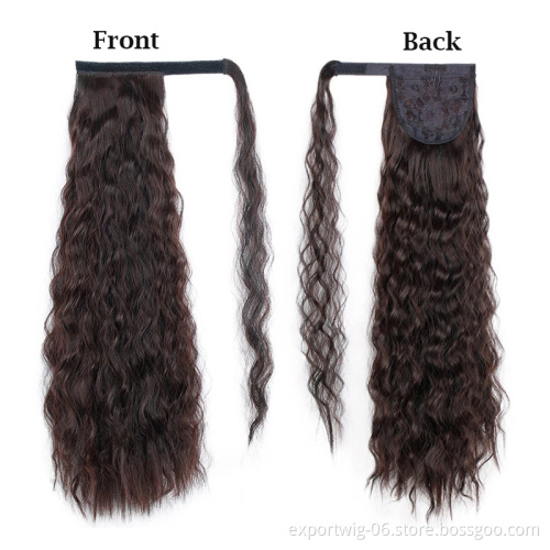22inch afro wrap ponytail hair extensions long kinky straight yaki clip in hairpiece synthetic hair ponytails